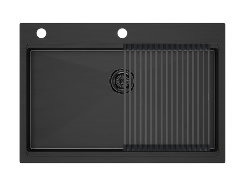 Мойка кухонная Paulmark PM707551-GM+R405-GM 75х51 воронёная сталь